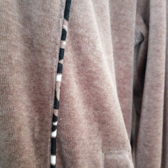 Calvin Klein Woman's Tan Hooded Front-Zip Velour Hoodie (M) - Picture 2 of 5